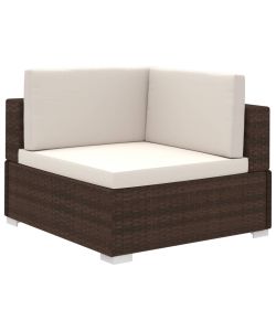 Set Divani da Giardino 8 pz con Cuscini in Polyrattan Marrone