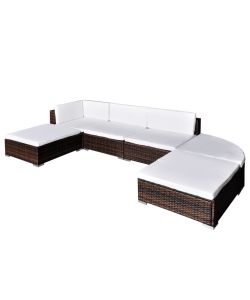 Set Divani da Giardino 6 pz con Cuscini in Polyrattan Marrone 41272