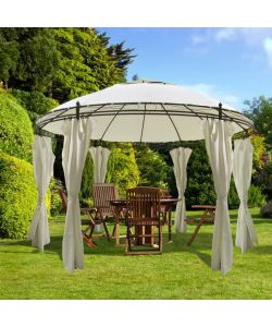 Gazebo Rotondo con Tende 3,5x2,7 m