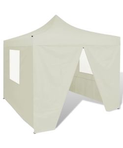 Tenda Pieghevole Crema 3x3 m con 4 Pareti