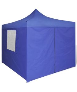 Tenda Pieghevole Blu 3x3 m con 4 Pareti