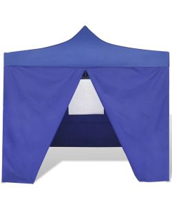 Tenda Pieghevole Blu 3x3 m con 4 Pareti