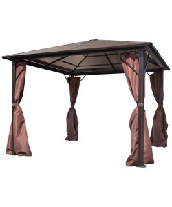 Gazebo con Tenda Marrone in Alluminio 300x300 cm