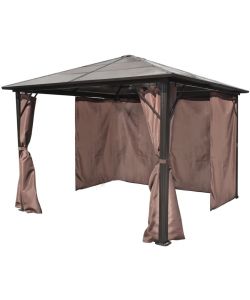 Gazebo con Tenda Marrone in Alluminio 300x300 cm