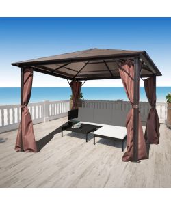 Gazebo con Tenda Marrone in Alluminio 300x300 cm