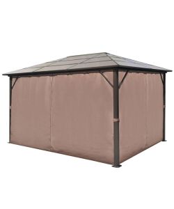 Gazebo con Tenda Marrone in Alluminio 400x300 cm