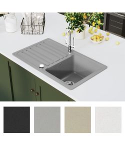 Lavandino cucina granito singolo con scolapiatti reversibile grigio