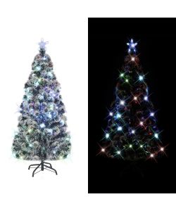 Albero di Natale Artificiale Supporto/LED 180 cm Fibra Ottica