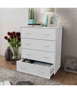 Credenza con 4 Cassetti 60x30,5x71 cm Bianca