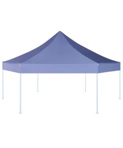 Gazebo Pieghevole Esagonale Pop-Up Blu Scuro 3,6x3,1 m