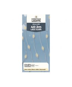 Luci Decorative 40 Micro-LED a Batteria Interni - Bianco Caldo - 1,95m
