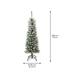 Everlands Albero di Natale Innevato Slim - 180 cm - Base in Metallo