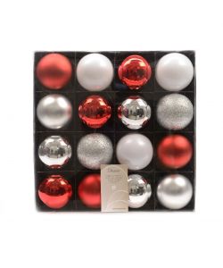 Set 16 Sfere  6 cm colori rosso/silver