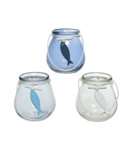 Porta tea light vetro pesciolino