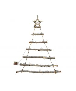 Albero in legno con luci a batteria