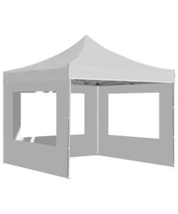 Gazebo Pieghevole con Pareti in Alluminio 3x3 m Bianco