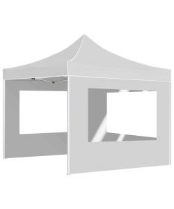 Gazebo Pieghevole con Pareti in Alluminio 3x3 m Bianco