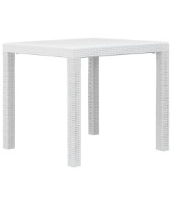 Tavolo da Giardino Bianco 79x79x72 cm in Plastica Stile Rattan