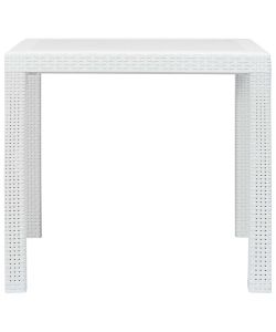 Tavolo da Giardino Bianco 79x79x72 cm in Plastica Stile Rattan