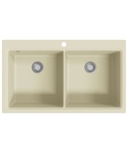 Lavello da Cucina in Granito Vasca Doppia Beige