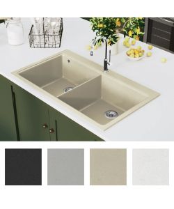 Lavello da Cucina in Granito Vasca Doppia Beige