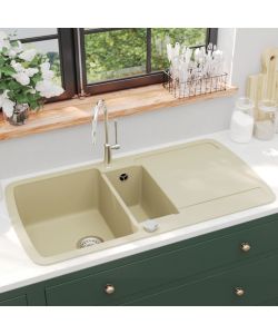 Lavello da Cucina in Granito Vasca Doppia Beige