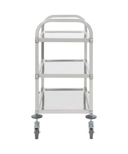 Carrello da Cucina a 3 Livelli 95x45x83,5 cm in Acciaio Inox