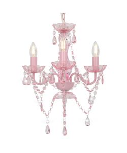 Lampadario con Perline Rosa Tondo 3 E14