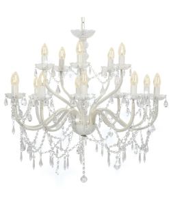 Candelabro a 2 Livelli Bianco 15 Lampadine E14