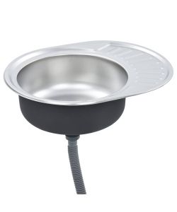 Lavello da Cucina con Filtro e Sifone Ovale in Acciaio Inox