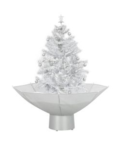 Albero di Natale con Neve e Base a Ombrellone Bianco 75 cm