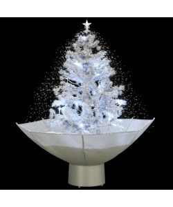 Albero di Natale con Neve e Base a Ombrellone Bianco 75 cm