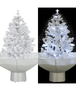 Albero di Natale con Neve e Base a Ombrellone Bianco 75 cm