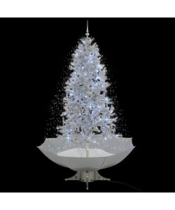 Albero di Natale con Neve e Base a Ombrellone Bianco 190 cm