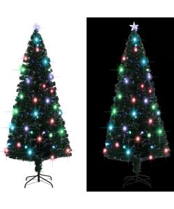 Albero di Natale Artificiale Supporto/LED 210 cm Fibra Ottica