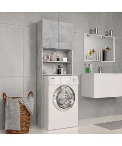 Mobile per Lavatrice Grigio Cemento 64x25,5x190cm in Truciolato