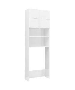 Mobile per Lavatrice Bianco Lucido 64x25,5x190 cm