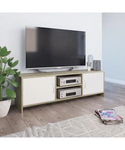 Mobile TV Bianco e Rovere Sonoma 120x30x37,5 cm in Truciolato