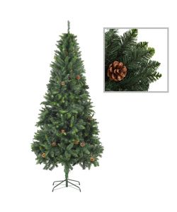 Albero di Natale Artificiale con Pigne Verde 210 cm