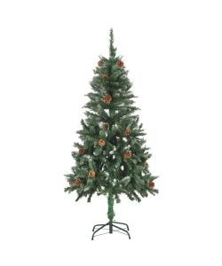 Albero di Natale Artificiale Pigne e Brillantini Bianchi 150 cm