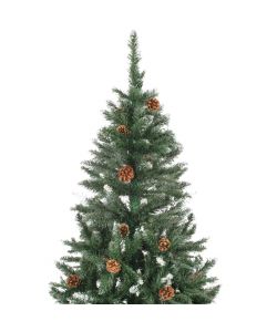 Albero di Natale Artificiale Pigne e Brillantini Bianchi 150 cm