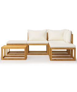 Set Divani Giardino 6 pz con Cuscini Legno Massello di Acacia