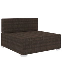 Seduta Centrale Modulare 1 pz con Cuscini in Polyrattan Marrone