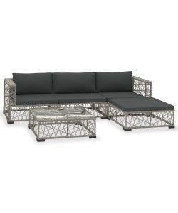 Set Divani da Giardino 5 pz con Cuscini in Polyrattan Grigio 46808