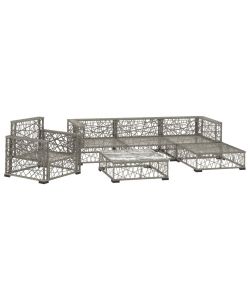 Set Divani da Giardino 6 pz con Cuscini in Polyrattan Grigio 46811