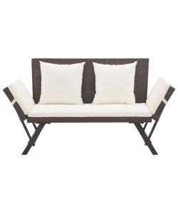 Panchina da Giardino con Cuscini 176 cm Marrone in Polyrattan