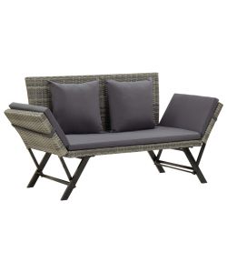 Panchina da Giardino con Cuscini 176 cm in Polyrattan Grigio