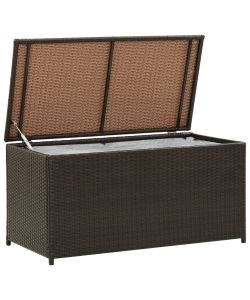 Baule da Giardino in Polyrattan 100x50x50 cm Marrone