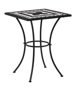 Tavolino da Bistrot con Mosaico Nero e Bianco 60 cm in Ceramica