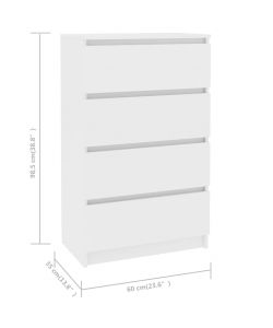 Credenza Bianca 60x35x98,5 cm in Legno Multistrato